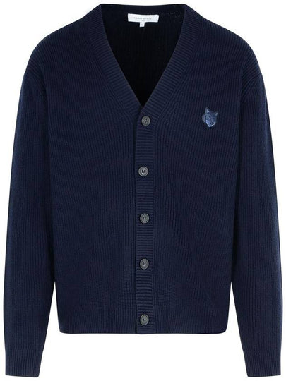 Bold Fox Head Patch Comfort Ribbed Cardigan Navy - MAISON KITSUNE - BALAAN 2