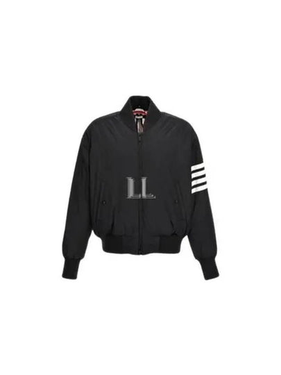 Poly Twill 4-Bar Oversized Knit Down Bomber Jacket Charcoal - THOM BROWNE - BALAAN 2