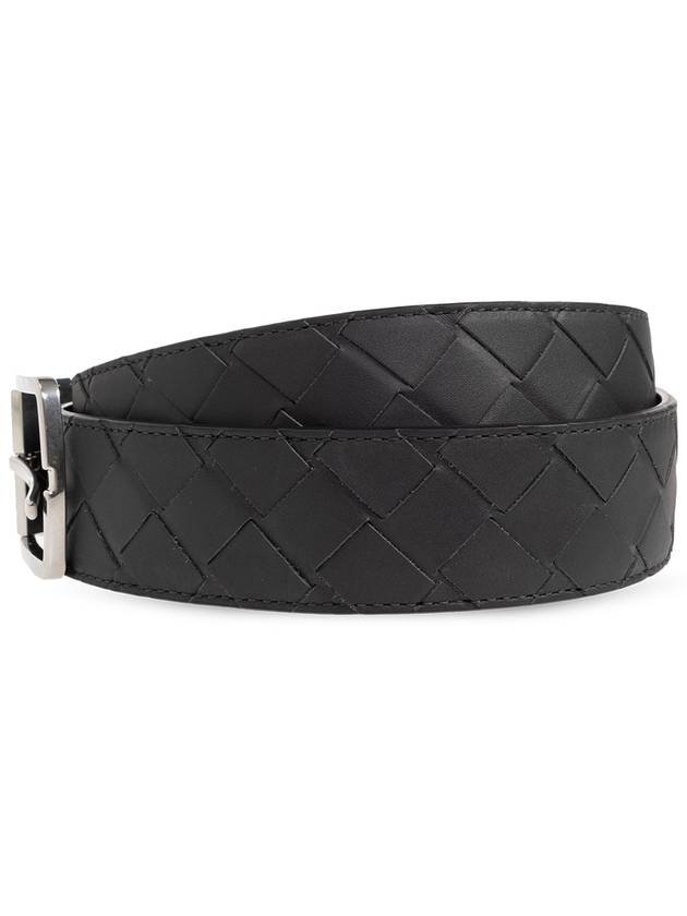 Intrecciato Reversible Leather Belt Black Blue - BOTTEGA VENETA - BALAAN 5