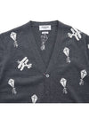 Sky Icon Merino Wool Cardigan Grey - THOM BROWNE - BALAAN 4