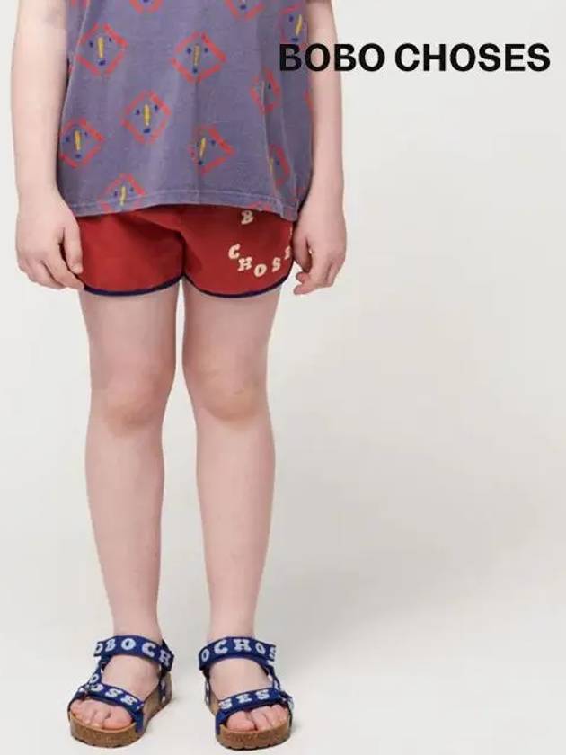 Kids Circle Shorts Burgundy 124AC067 610 - BOBO CHOSES - BALAAN 5