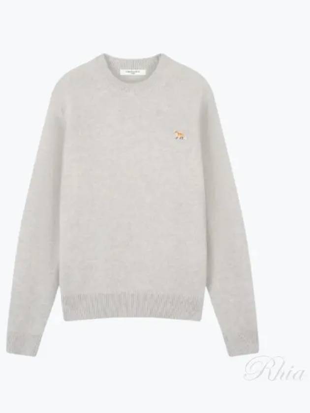 Baby Fox Patch Regular Knit Top Light Grey Melange - MAISON KITSUNE - BALAAN 2