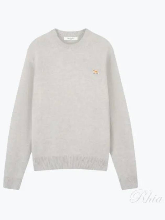 Baby Fox Patch Regular Knit Top Light Grey Melange - MAISON KITSUNE - BALAAN 2