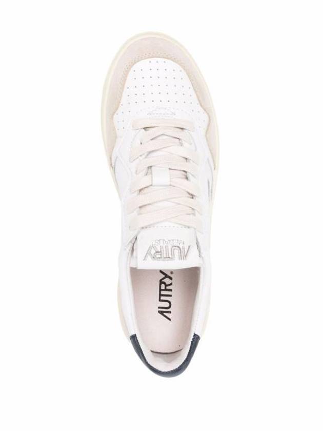 Women's Leather Suede Medalist Low Top Sneakers White Blue - AUTRY - BALAAN 5