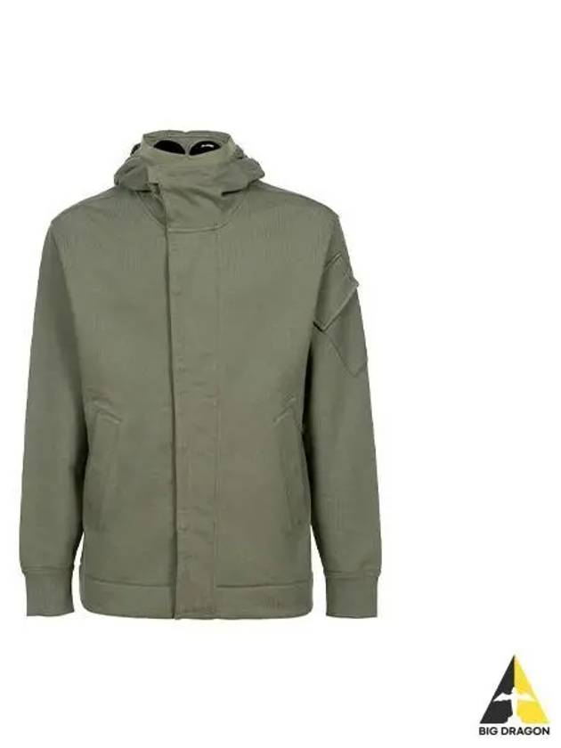 CP Company Diagonal Raise Fleece Goggles Hooded Jacket Khaki 13CMSS055A 005086W - CP COMPANY - BALAAN 1