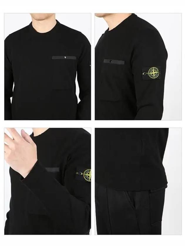 Wappen Patch Low Pocket Knit Top Black - STONE ISLAND - BALAAN 4