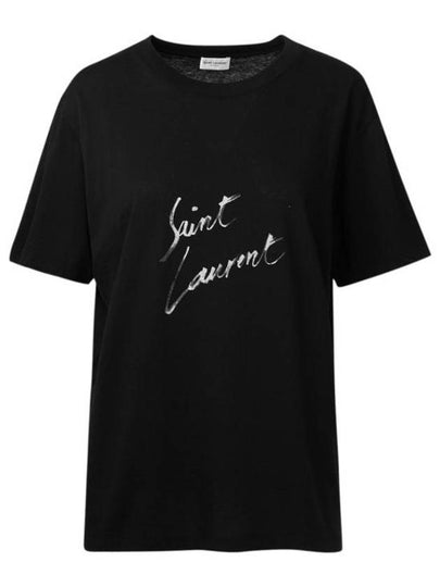 Painting Print Logo Short Sleeve T-Shirt Black - SAINT LAURENT - BALAAN 2