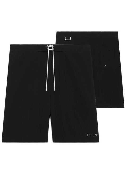 Logo Print Nylon Swimming Shorts Black - CELINE - BALAAN 2