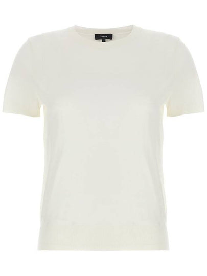 Women's Regal Wool Slim Crew Neck Short Sleeve T-Shirt Ivory - THEORY - BALAAN 2