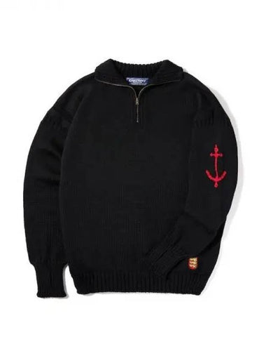 Fisherman half zip up sweater black domestic product GPCX23111798303 - GUERNSEY WOOLLENS - BALAAN 1