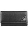 Saffiano Leather Key Holder Black - PRADA - BALAAN 3