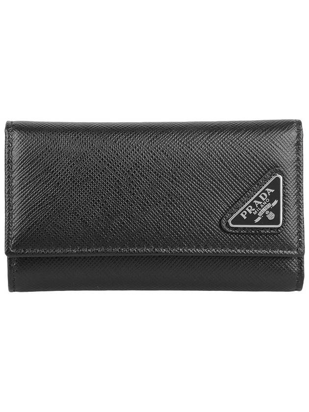 Saffiano Leather Key Holder Black - PRADA - BALAAN 3