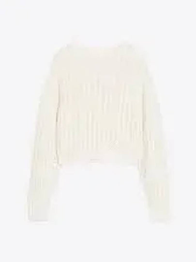 High Neck Back Button Crop Knit Top White - MAX MARA - BALAAN 2