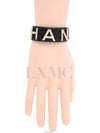 Gabrielle black gold logo leather bracelet bangle - CHANEL - BALAAN 7