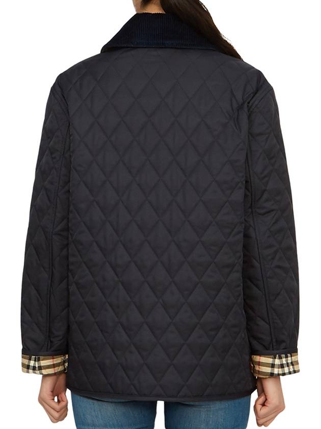 Corduroy Collar Quilted Jacket Navy - BURBERRY - BALAAN 5