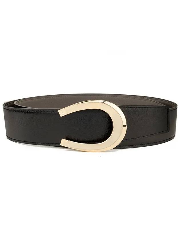 Men's Horseshoe Luck H 38mm Leather Belt Black - HERMES - BALAAN 2