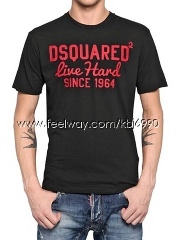 Men's Live Hard Logo Short Sleeve TShirt Black S71GD0131 - DSQUARED2 - BALAAN 1