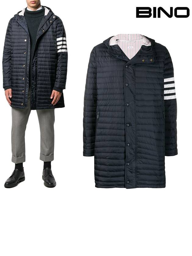 Men's 4 Bar Hooded Padding Navy - THOM BROWNE - BALAAN 2