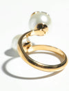 V Logo Signature Metal Pearl Ring Gold - VALENTINO - BALAAN 4