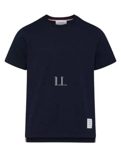 Men's Side Slit Relaxed Short Sleeve T-Shirt Navy - THOM BROWNE - BALAAN 2