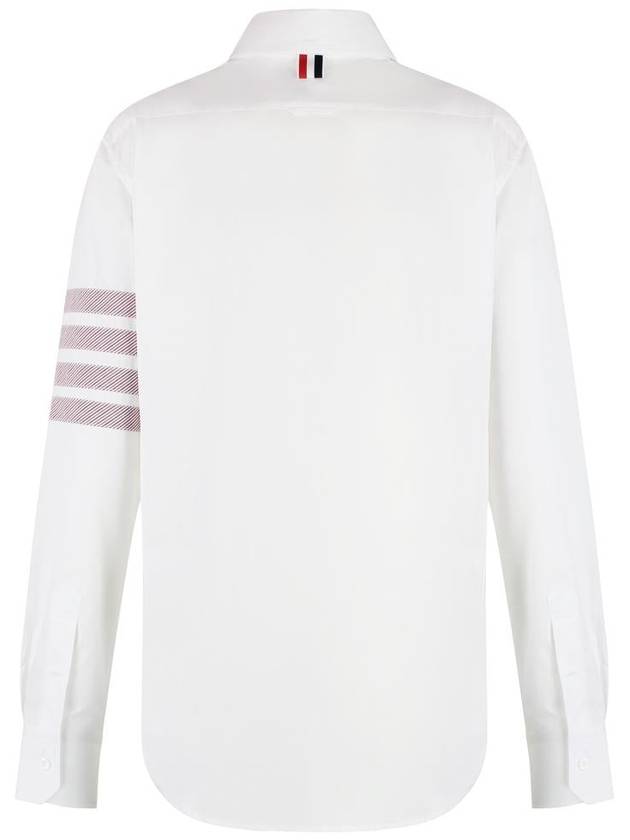 4 Bar Striped Cotton Long Sleeve Shirt White - THOM BROWNE - BALAAN 3