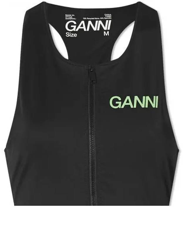 Active Racerback Zipper Sleeveless Black - GANNI - BALAAN 2