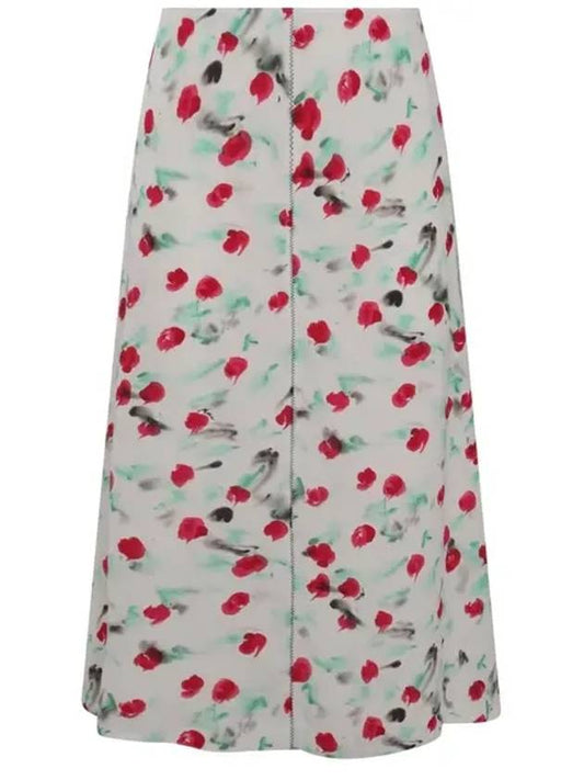 Flower Midi A-Line Skirt White - MARNI - BALAAN 2