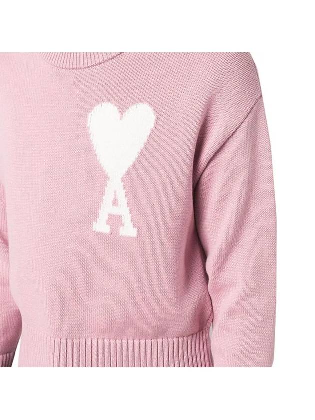 Big Heart Logo Knit Top Pink - AMI - BALAAN 5