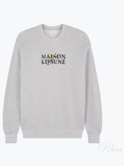 Flower Logo Print Comfort Sweatshirt Light Gray - MAISON KITSUNE - BALAAN 2