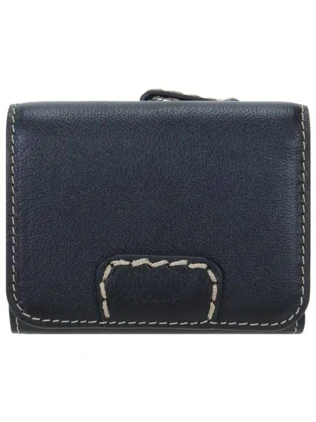 Edith Small Tri-Fold Buffalo Leather Half Wallet Black - CHLOE - BALAAN 2