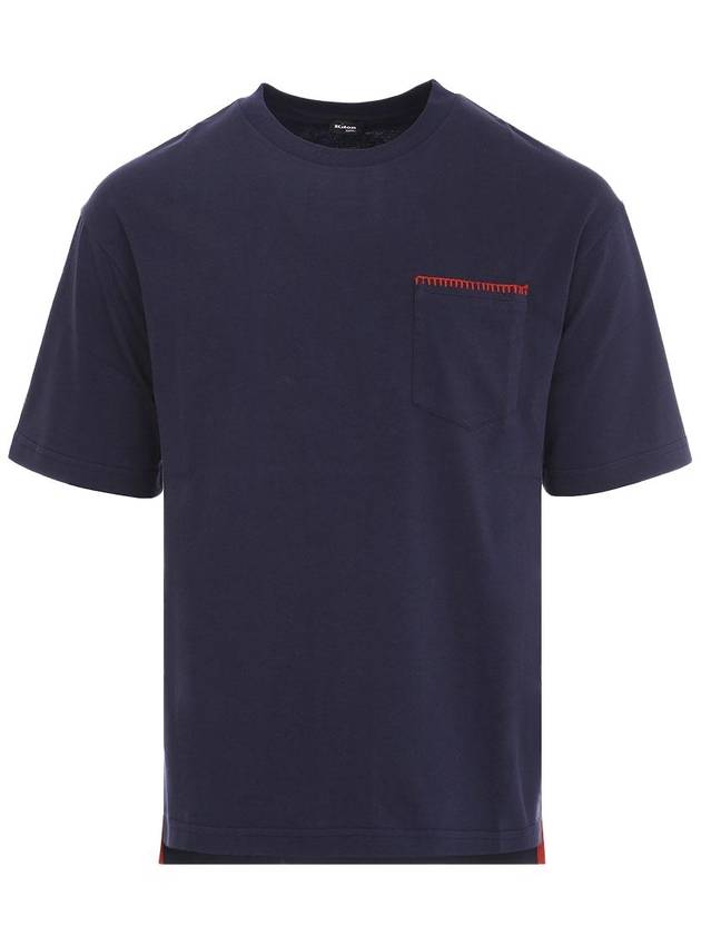 Pocket Wipstitch Short Sleeve T-shirt Navy - KITON - BALAAN 2