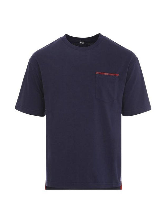 Pocket Wipstitch Short Sleeve T-shirt Navy - KITON - BALAAN 2