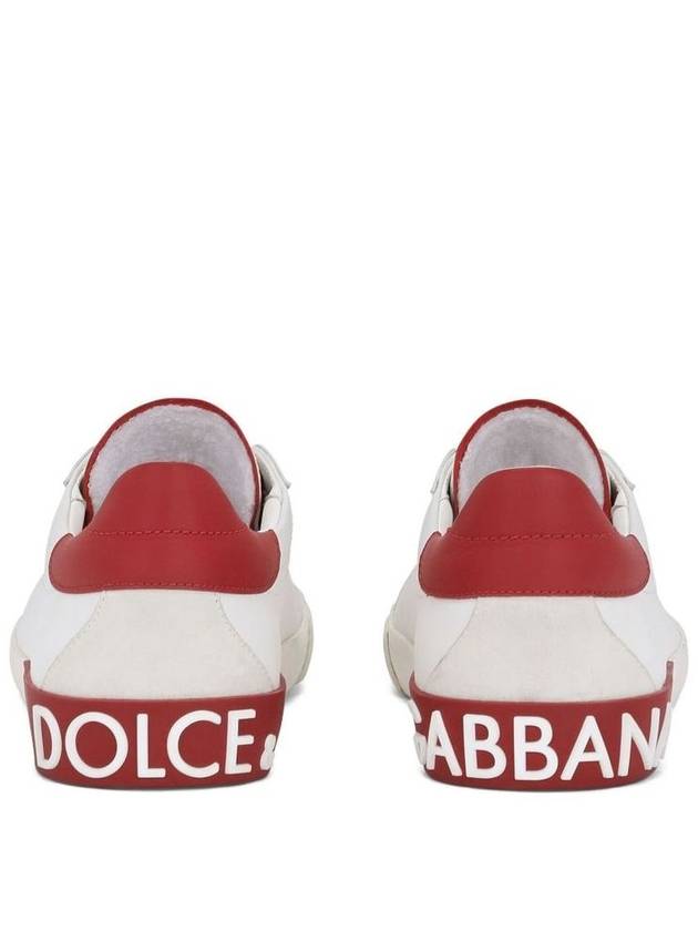 Calfskin Portofino Vintage Sneakers White Red - DOLCE&GABBANA - BALAAN 5