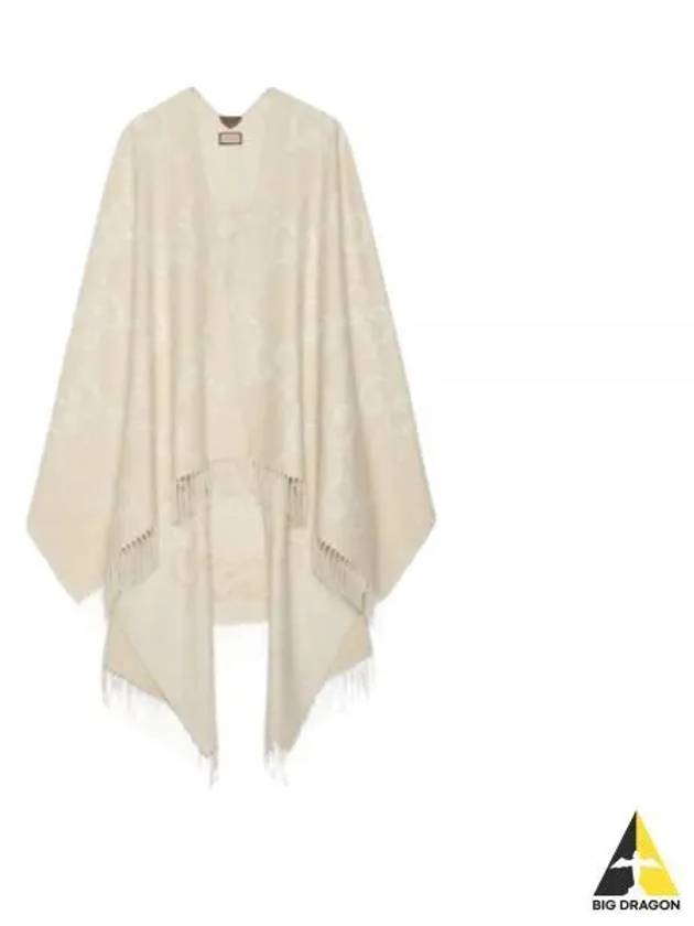 Reversible Jumbo GG Cashmere Cape Camel White - GUCCI - BALAAN 2