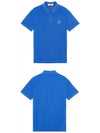 Men's Logo Patch Cotton Short Sleeve Polo Shirt Blue - STONE ISLAND - BALAAN 5