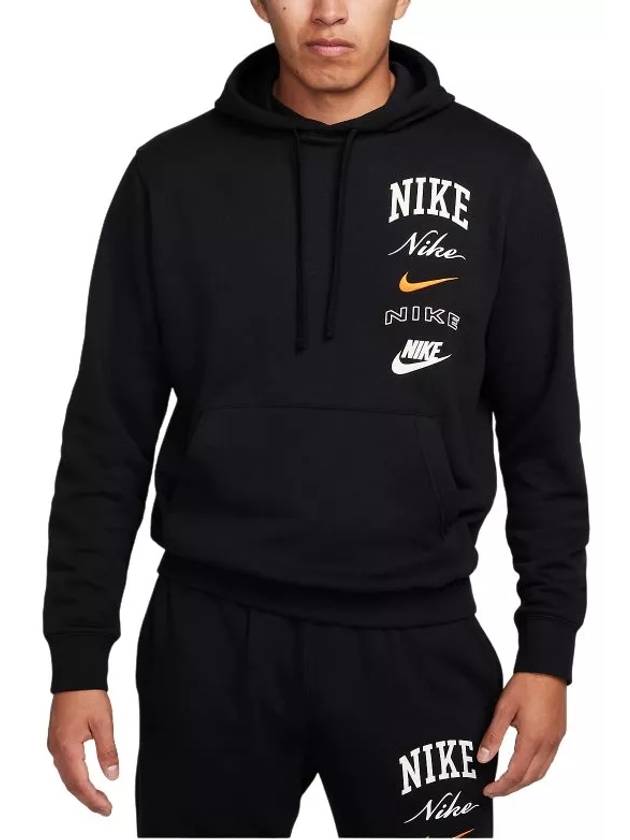 Club Fleece Stack Logo Hoodie Black - NIKE - BALAAN 2