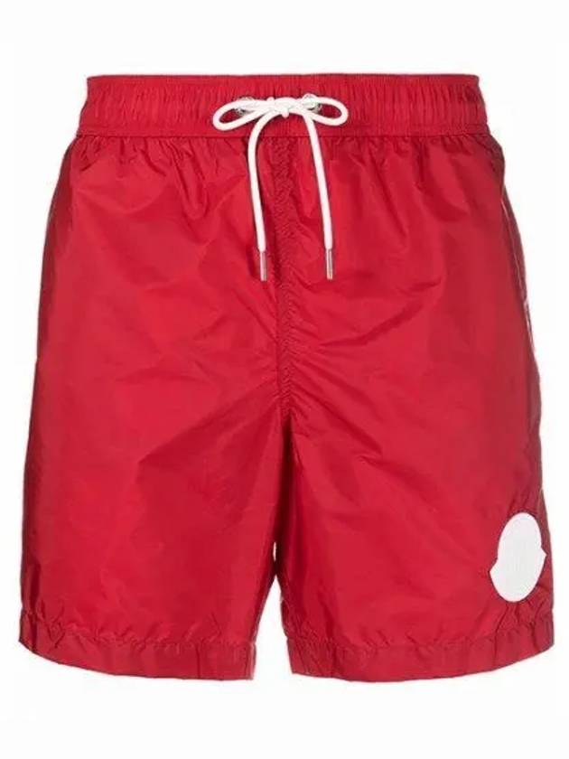 Men's Logo Patch Swim Shorts Red - MONCLER - BALAAN 2