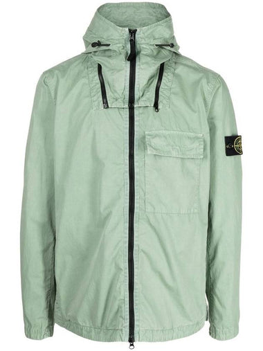 Men's Brushed Cotton Canvas Hooded Jacket Green - STONE ISLAND - BALAAN 1