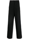 Triangle Logo Wool Straight Pants Black - PRADA - BALAAN 1