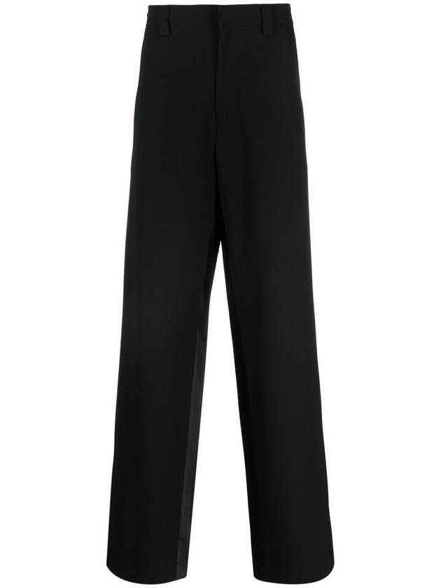 Triangle Logo Wool Straight Pants Black - PRADA - BALAAN 1