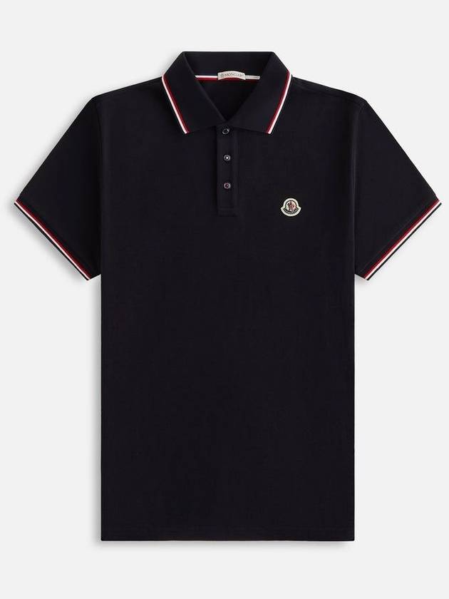 Small Logo Patch Short Sleeve Cotton Polo Shirt Navy - MONCLER - BALAAN 2