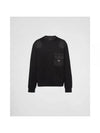 Re-Nylon Details Cotton Sweatshirt Black - PRADA - BALAAN 1