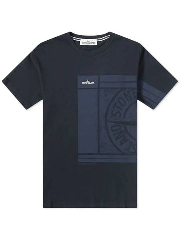 Mosaic Print Short Sleeve T-Shirt Navy - STONE ISLAND - BALAAN 1