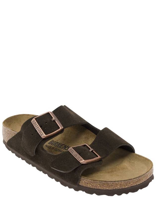 Brown Slip-On Sandals With Engraved Logo In Leather And Cork Man - BIRKENSTOCK - BALAAN 2