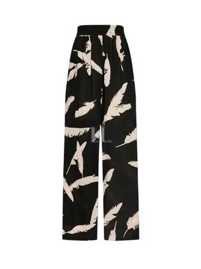 Feather Pattern Silk Straight Pants Black - ALEXANDER MCQUEEN - BALAAN 2