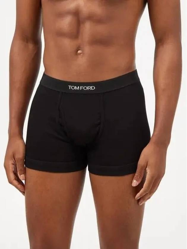 Men's Cotton Boxer Briefs Black 2 Pack - TOM FORD - BALAAN 3