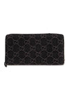 GG Marmont Logo Black Leather Cima Two-Tone Long Wallet Black - GUCCI - BALAAN 3