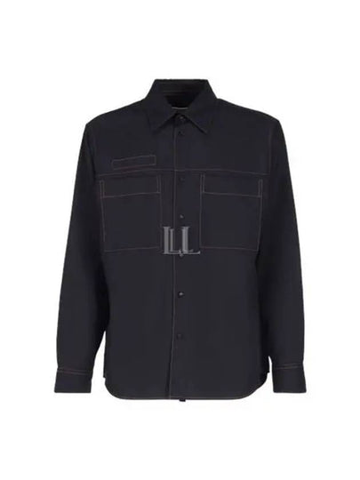 Classic Collar Virgin Wool Long Sleeve Shirt Blue - MARNI - BALAAN 2