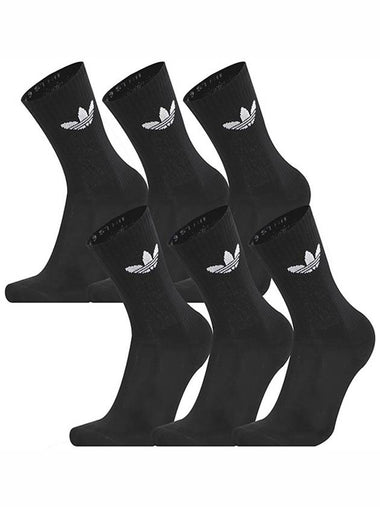 Trefoil Cushion Crew Socks 6 Pairs Black - ADIDAS - BALAAN 1