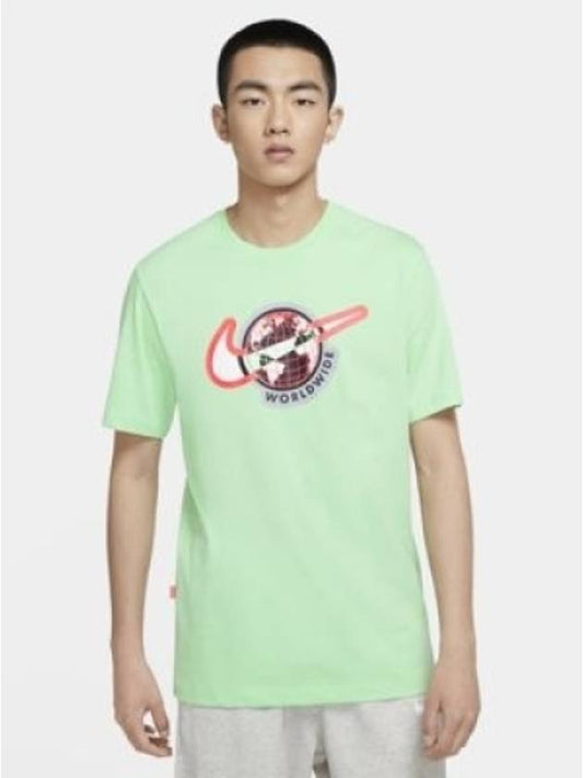 World Wide Logo Short Sleeve T-Shirt Mint Green - NIKE - BALAAN 2